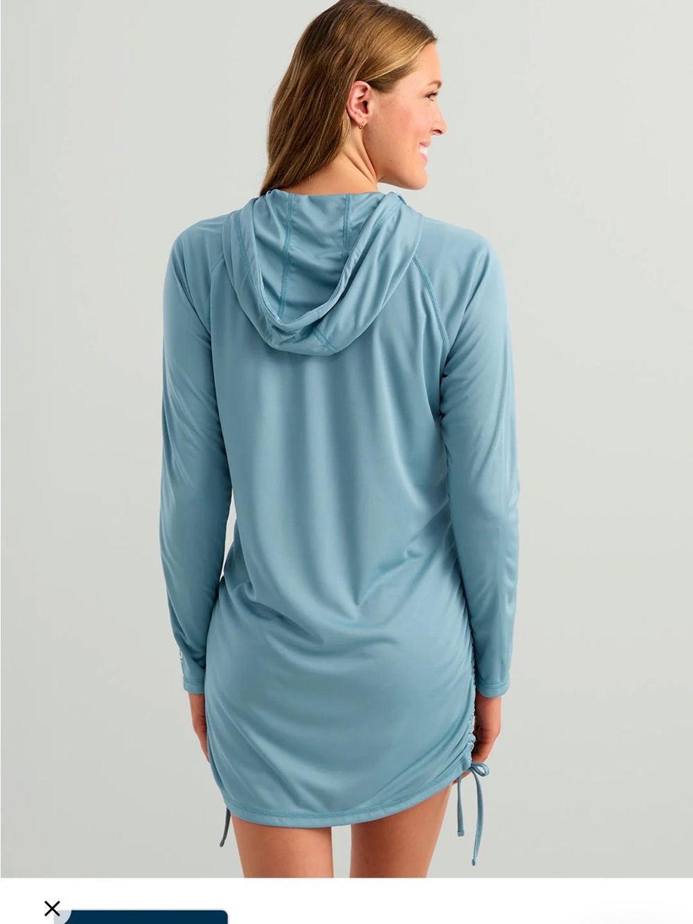 Huk Hooded Long-Sleeve Swim Tunic in Dusty Blue - Picture 2 of 5